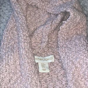 Blush pink cardigan sweater with hood and pockets